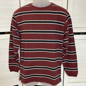 IZOD PerformX Boys Striped Crew Neck Long Sleeve Casual Pullover Shirt Maroon XL